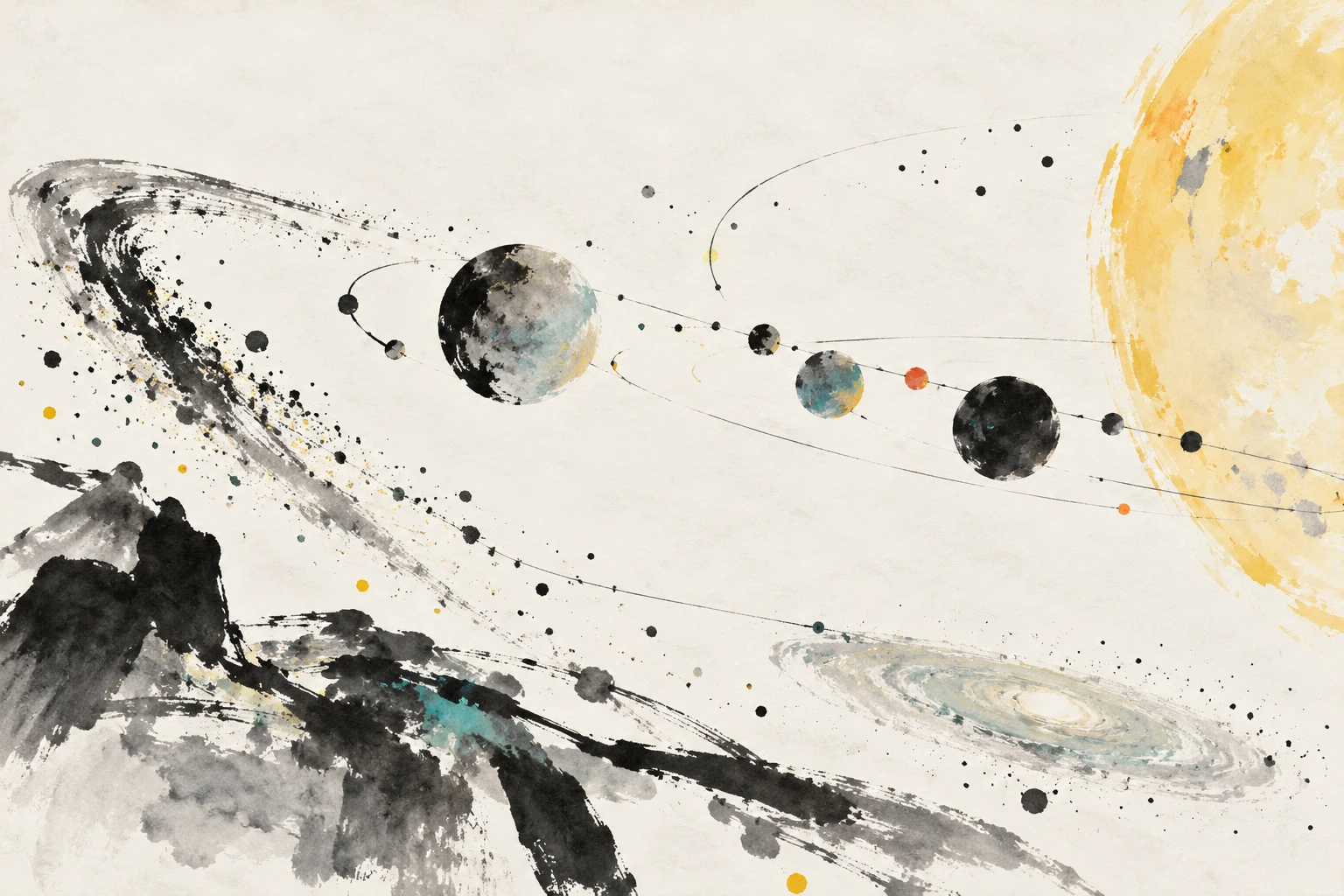 Abstract illustration: Artist's conception of Earth-size exoplanets TOI 700 e and TOI 700 d orbiting the red dwarf star TOI 700.