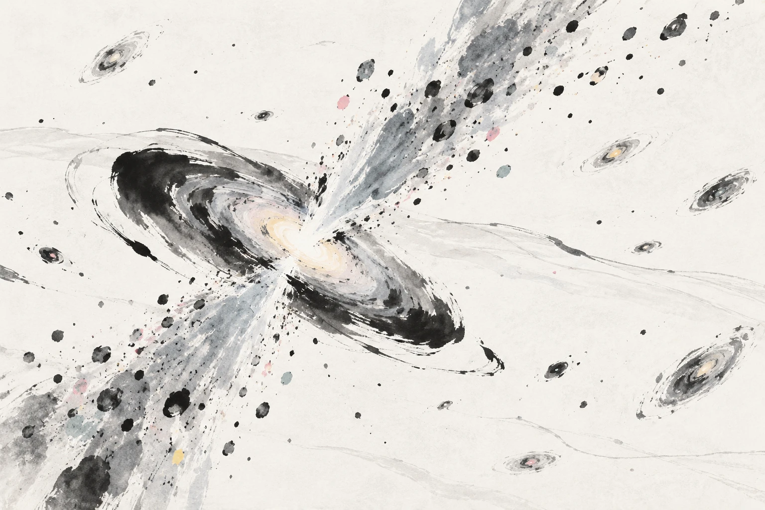 Artistic illustration of a quasar driving a fast wind of gas out of its host galaxy