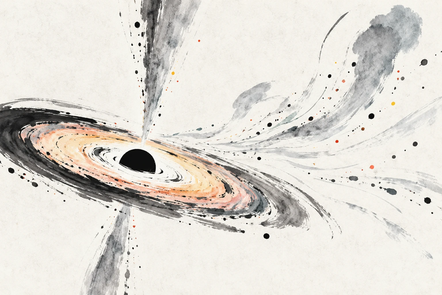 Artistic illustration of a black hole or neutron star accretion disc launching an equatorial wind, with X-ray and optical light rays.