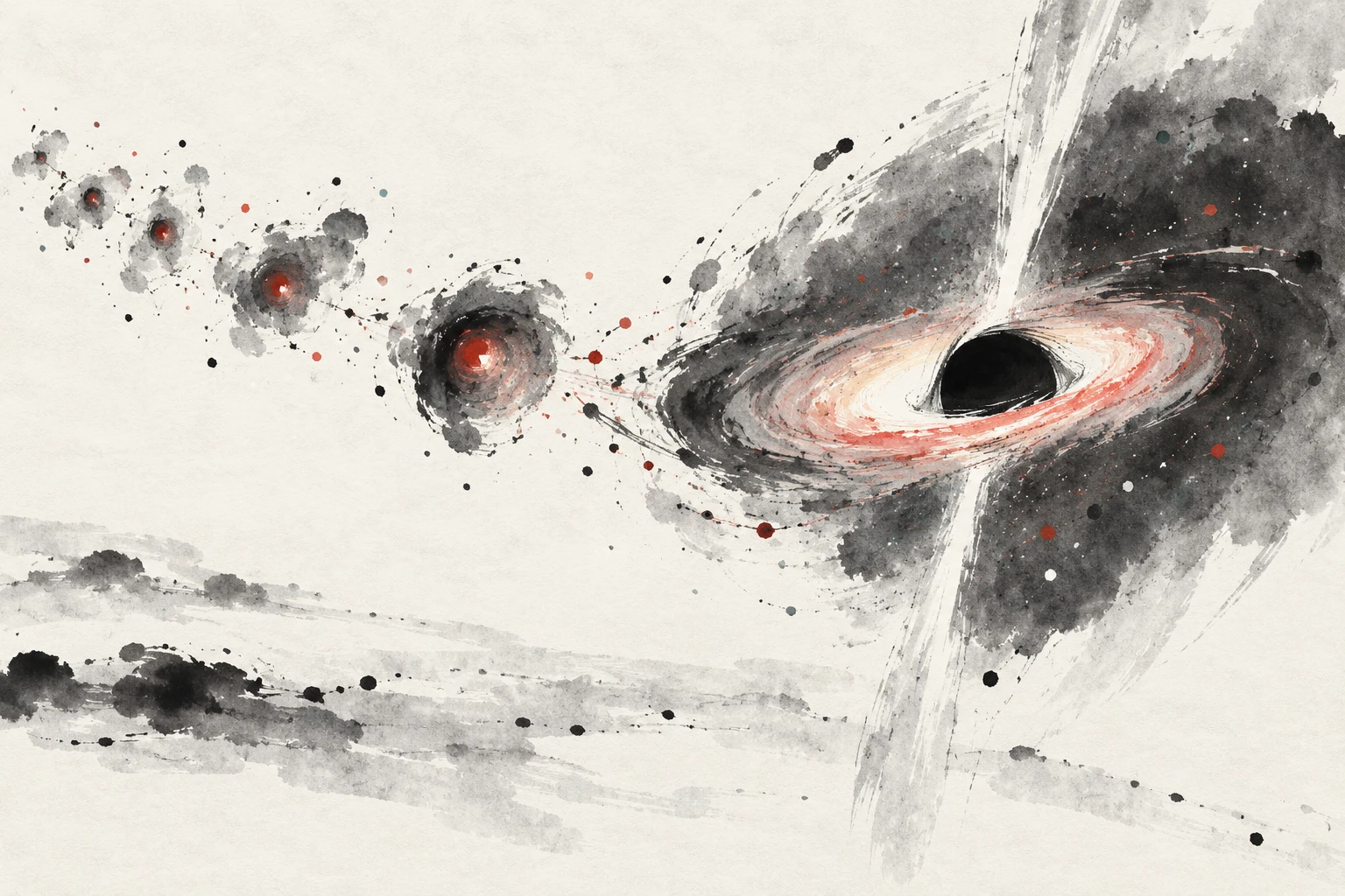 Artistic illustration of a massive black hole seed glowing in dense primordial gas.