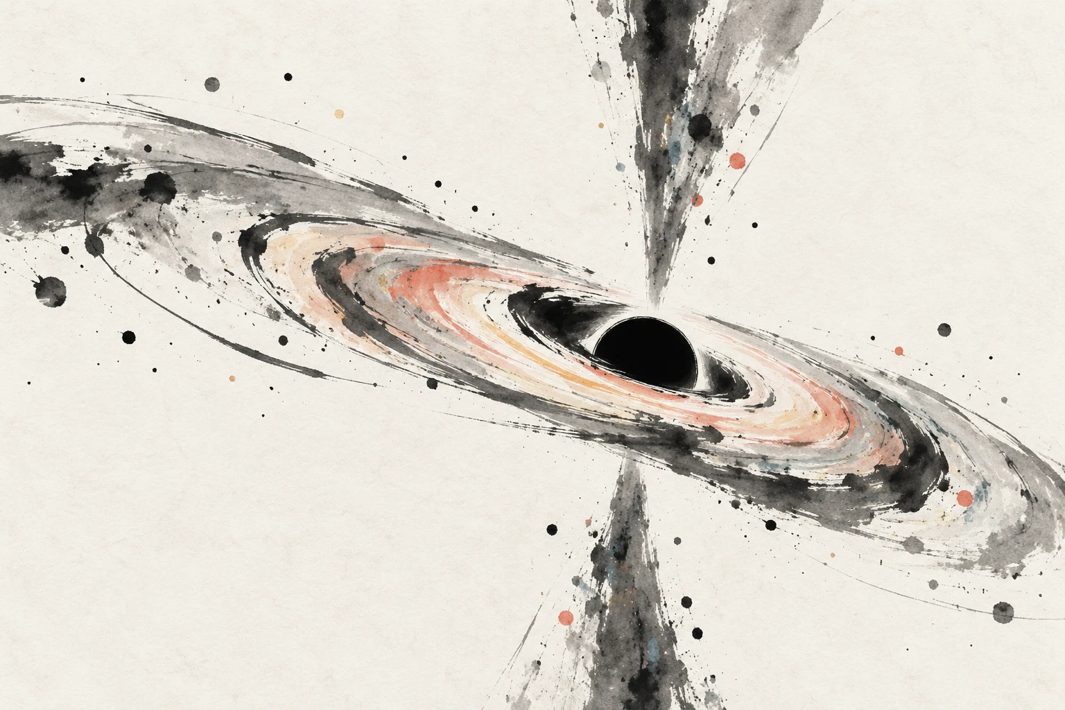 Abstract illustration of a black hole X-ray binary with a glowing accretion disk, hot corona, and jet.