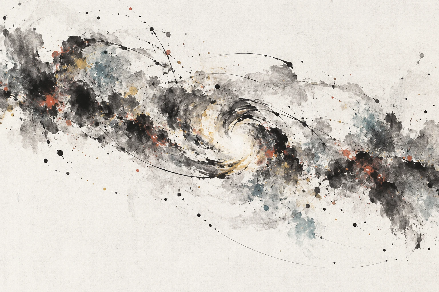 Artistic illustration of the Milky Way’s central molecular zone, with molecular clouds, dense clumps, and glowing ionized gas around the galactic center.