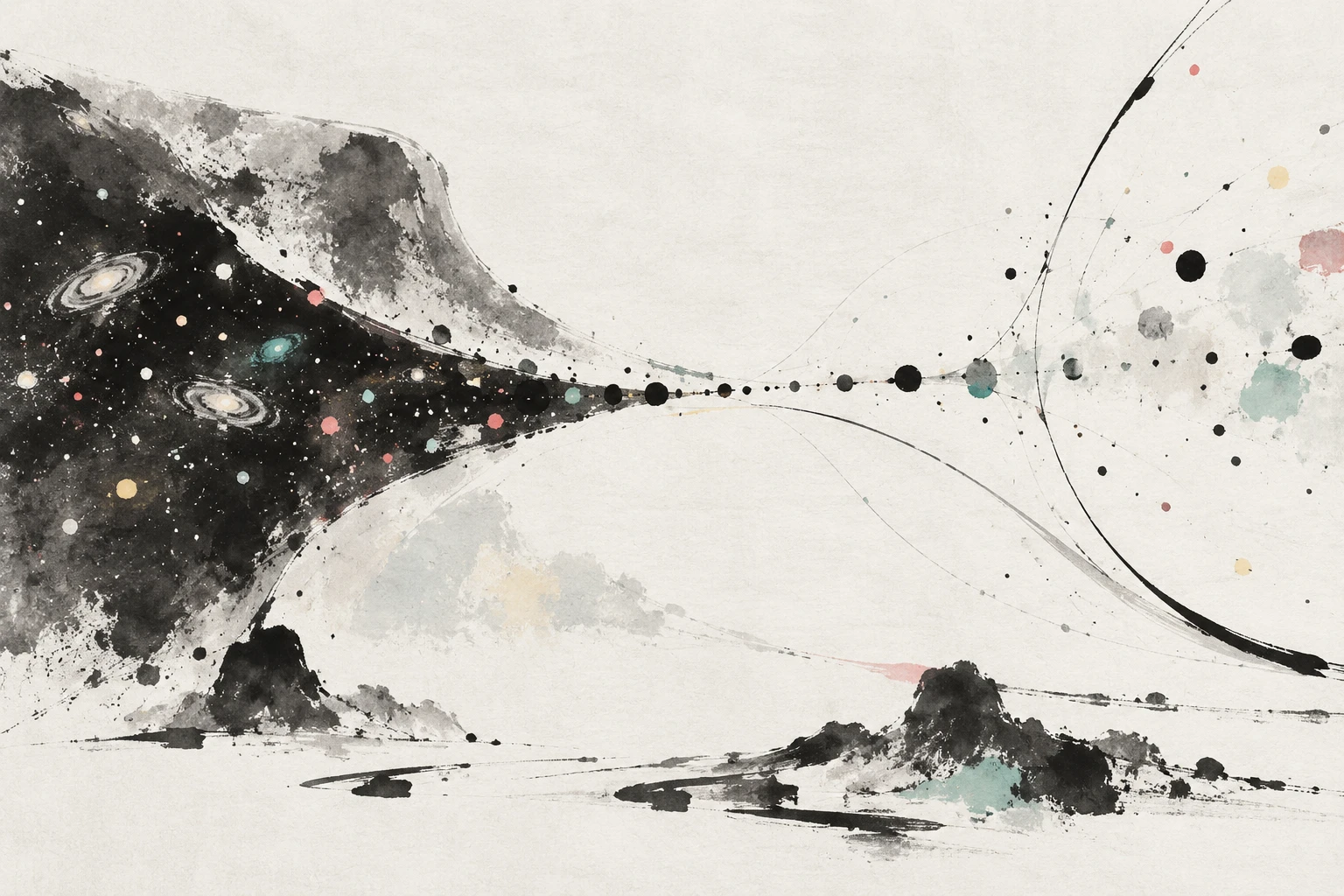 Artistic illustration of baryon acoustic oscillations as a cosmic ruler, with evolving dark energy.