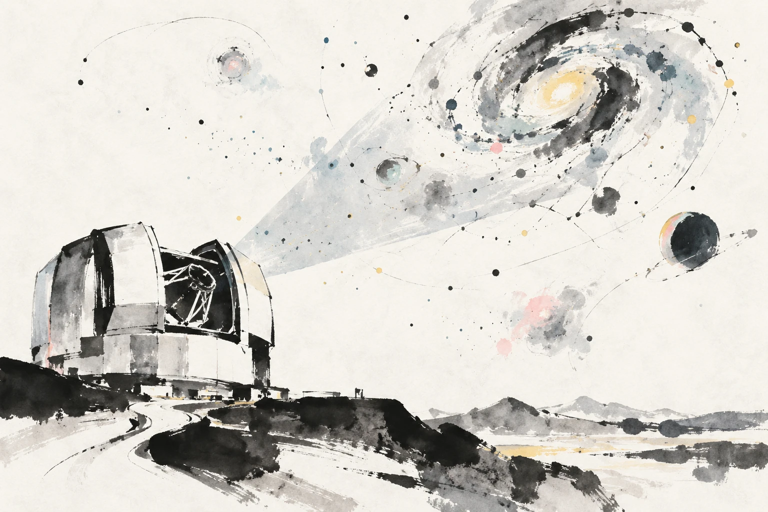 Illustration of the ELT and HARMONI instrument