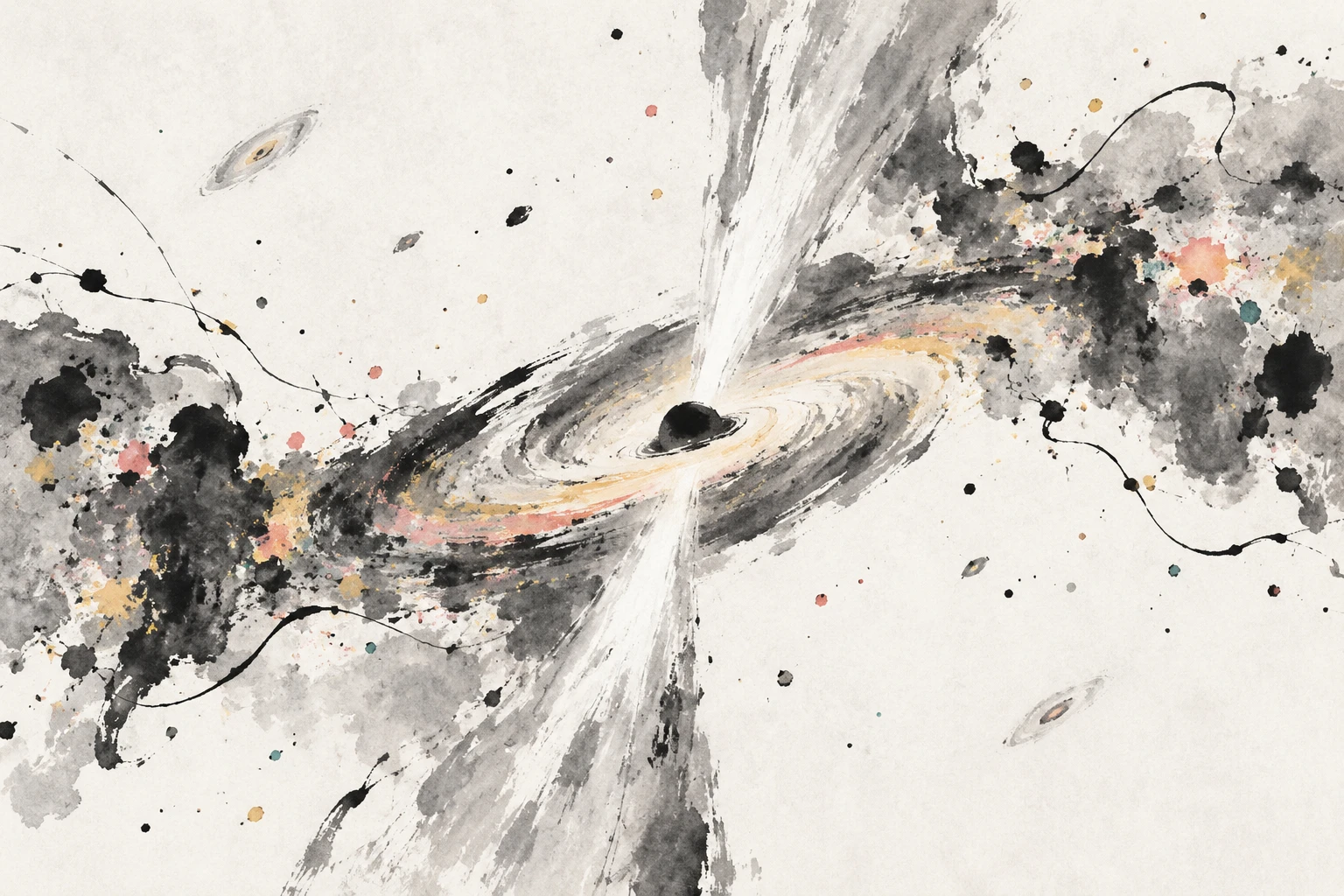 Artistic illustration of a distant quasar with a compact dusty starburst, not observational data.